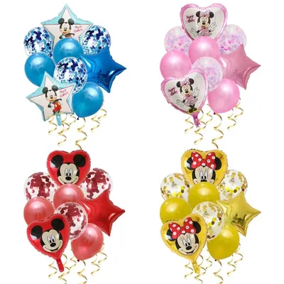 Ensemble de ballons en aluminium Minnie Mouse décorations de fête d'anniversaire étoile cœur