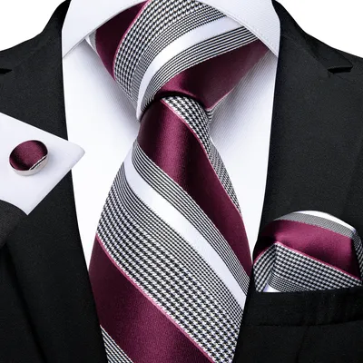 Cravate de luxe rayée pour hommes 8cm cravate Jacquard assortie avec tout boutons de manchette