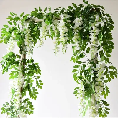 Guirlande de vigne de fleurs artificielles de glycine 1 pièce arc de mariage décor de fleurs de
