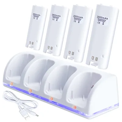 OSTENT-Support de charge à 4 ports station S6 + 4 batteries pour Nintendo Wii chargeur de