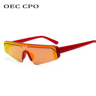OEC CPO-Lunettes de soleil miroir pour femmes et hommes une pièce à la mode dessus plat nuances