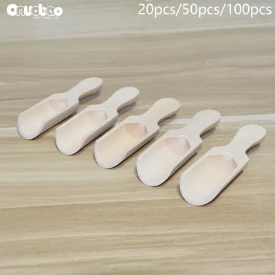 Onuobao – Mini petite pelle en bois 20/50/100 pièces cuisine domestique cuillères à café sucre