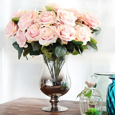 Grand Bouquet de roses artificielles en soie 10/lot fausses fleurs pour un mariage pour une