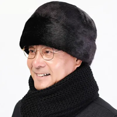 Casquette d'hiver en fourrure de vison pour homme couvre-chef résistant épais et chaud
