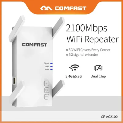Comfast-Répéteur/extension de Wifi 5G sans fil 2100Mbps Gigabit RJ45 pour la maison