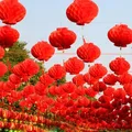 Lanternes traditionnelles chinoises en papier rouge étanches à suspendre pour décoration du