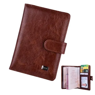 Couverture de passeport en cuir à moraillon porte-carte d'identité étui portefeuille pour cartes