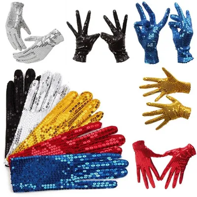 Gants à paillettes Michael Jackson pour enfants costume de soirée gants de danse 16x7.5 cm 1