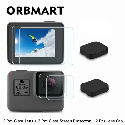 ORBMART – 6 coques d'objectif + verre et Film de protection d'écran pour Gopro Hero 5 6 7 pour