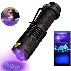 Lampe de poche à lumière LED UV Mini torche Zoomable en aluminium lumière noire UV détection de