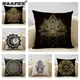 Juste de coussin Mandala Hamsa en lin pour canapé taie d'oreiller décorative pour la maison et le