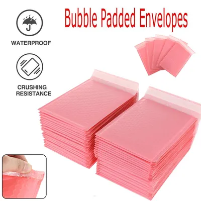 Enveloppes rembourrées à bulles de couleur rose 50 pièces sachets-cadeaux pour les livres et