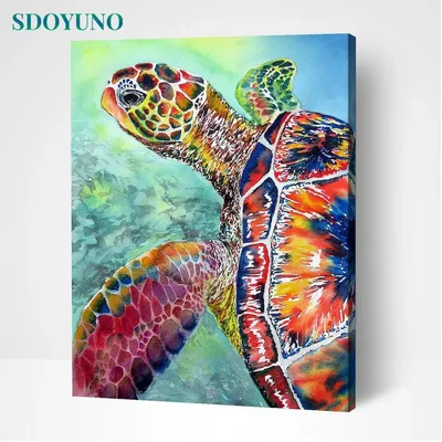 SDOYUNO – peinture à l'huile par numéros de tortue de mer 60x75cm bricolage sur toile animaux