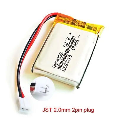 Batterie aste au lithium polymère Lipo 3.7V 500mAh 602535 + JST PH 2.0mm 2 broches GPS DVD