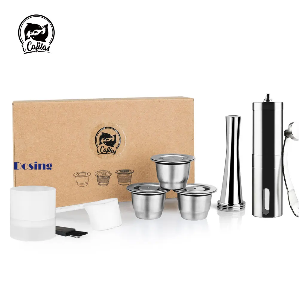 Icafilas-Capsule de café réutilisable en acier inoxydable, tasse à expresso Pound illable de tous les jours, cafetière Inissia et Pixie