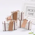Boîte à Bonbons en Papier avec Poignée et Étiquettes en Corde Emballage Cadeau pour Mariage