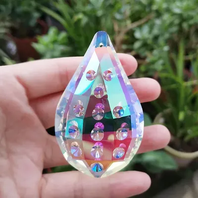 Attrape-soleil en cristal lustre pendentif prisme perles guirxiété pièces en verre