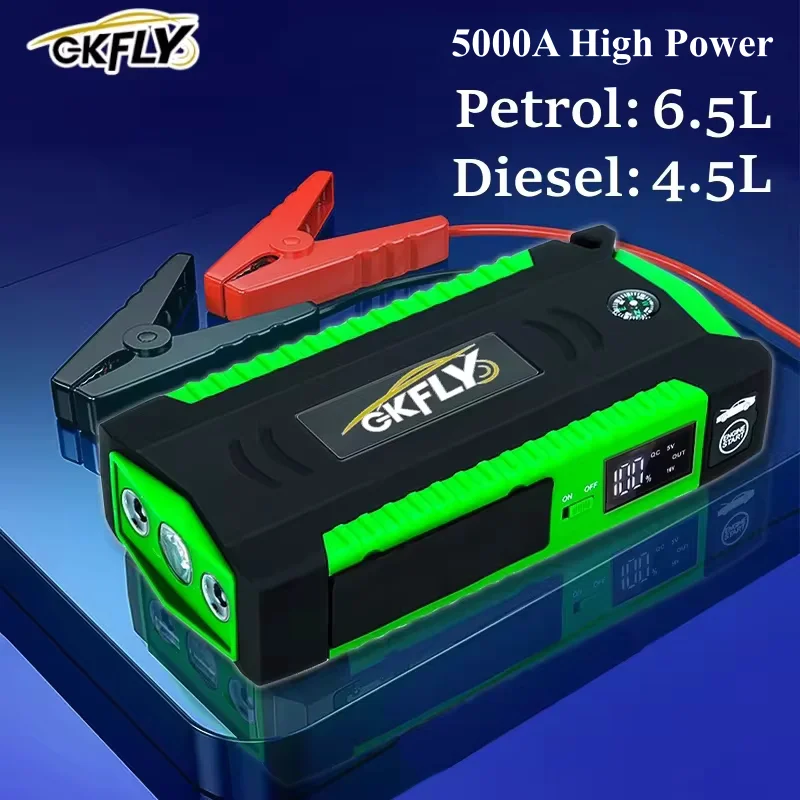 GKFLY haute puissance 74Wh dispositif de démarrage 5000A démarreur de saut de voiture batterie externe essence Diesel chargeur de voiture pour Booster de batterie de voiture