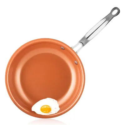 LMETJMA-Poêle à frire antiarina avec revêtement en céramique et titane œuf rond en cuivre