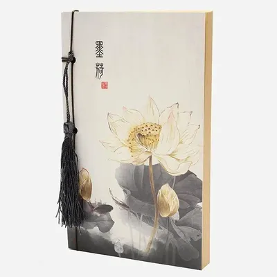 Cahier vintage de style chinois avec pompon mini bloc-notes vierge artisanat portable kraft