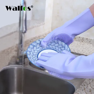 Gants magiques avec brosse en silicone pour la vaisselle 1 paire éponge de nettoyage pour la