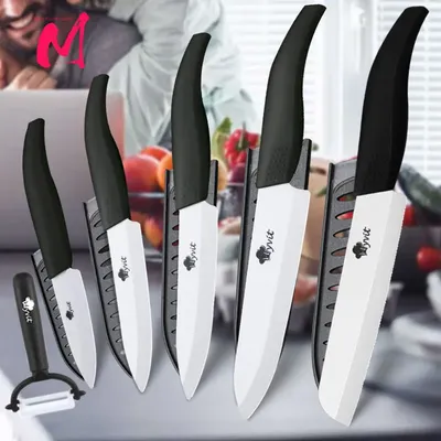 Ensemble de couteaux de cuisine en céramique 3 4 5 6 pouces couteau de Chef + éplucheur avec