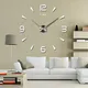 Grande Horloge Murale à Quartz 3D Grande Montre Décorative de Cuisine Autocollant Miroir