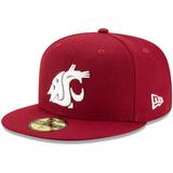Men's New Era Crimson Washington State Cougars Primary Team Logo Basic 59FIFTY Fitted Hat