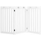 Costway 36 Inch Folding Wooden Freestanding Pet Gate Dog Gate with 360° Flexible Hinge-White