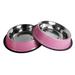 Adog Non Skid Colored Stainless Steel Bowls Metal/Stainless Steel (easy to clean) in Pink | 2 H x 11 W x 11 D in | Wayfair JMP011