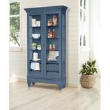 Lark Manor™ Anneus Lighted Curio Cabinet Wood/Glass in Blue | 75 H x 39 W x 14 D in | Wayfair 47FE777993C344A0B18B09C5D44D2E7B