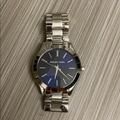 Michael Kors Accessories | Michael Kors Silver Watch With Navy Blue Face | Color: Blue/Silver | Size: Os