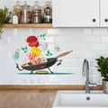 Autocollant Mural dessin animé Happy Pan pour cuisine décoration de placard de réfrigérateur