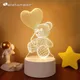 Lampe 3D Love Romantique en Forme de Cœur Ballon en Acrylique Veilleuse LED Lampe de Table