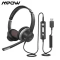 Mpow – casque d'ordinateur de bureau HC6 avec micro 3.5mm USB réduction du bruit pour centres