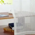 Rideaux transparents à rayures en lin blanc rideaux de fenêtre en tulle décor de fil polyvalent