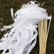 Baguettes de ruban blanc avec cloche argentée anciers de ruban de mariage banderoles