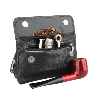 FIREDOG-Sac en cuir véritable pour pipe à fumer étui en poudre pour 2 pipes filtre inviolable