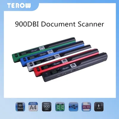 Terow – Mini Scanner de Documents Portable iScan, Format A4, JPG, PDF, 300/600/900 DPI, pour Scanner