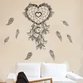 Stickers mural avec dessin d'attrape rêve et plumes autocollant décoration de salle de séjour