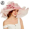 Chapeau derby de tri d'été pour femmes Fascinateur en organza élégant à grand bord Fedora de fête