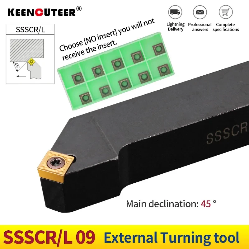 1 pcs SSSCR1616h09 SSSCR020k09 SSSCR2525m09 outil de tournage extérieur outils 10 pcs insert SCMT outil de tournage en alliage dur outil CNC outils de tournage metal outil tournage métaux cutter