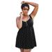 Plus Size Women's Retro Swim Dress by Swim 365 in Black Dot (Size 14) Swimsuit