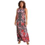 Plus Size Women's Ultrasmooth® Fabric Print Maxi Dress by Roaman's in Floral Paisley Diamond (Size 14/16) Stretch Jersey Long Length Printed