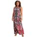 Plus Size Women's Ultrasmooth® Fabric Print Maxi Dress by Roaman's in Floral Paisley Diamond (Size 14/16) Stretch Jersey Long Length Printed