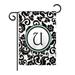 Winston Porter Penfield Damask Monogram 2-Sided Polyester Garden Flag in Black | 18.5 H x 13 W in | Wayfair F42DF9F7EBFD41C3B9CF11E5177FAC01