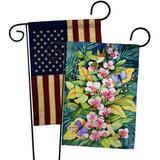 Bay Isle Home™ 2 Piece Orchids & Hummingbirds Friends Impressions Decorative 2-Sided 19" x 13" Garden Flag Set in Black/Brown | Wayfair