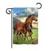 Alcott Hill® Carmack Americana Horse 2-Sided Polyester House Flag Metal in Blue/Brown/Green | 40 H x 28 W in | Wayfair