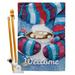 The Holiday Aisle® Khajag Mittens & Cocoa Wonderland Impressions Decorative 2-Sided Polyester 40 x 28 in. Flag Set in Blue | Wayfair