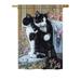 Red Barrel Studio® Tuxedo Cat 2-Sided Polyester House Flag Metal in Black/Brown/Pink | 40 H x 28 W in | Wayfair 293BC097F45245F78A071861533F5E51